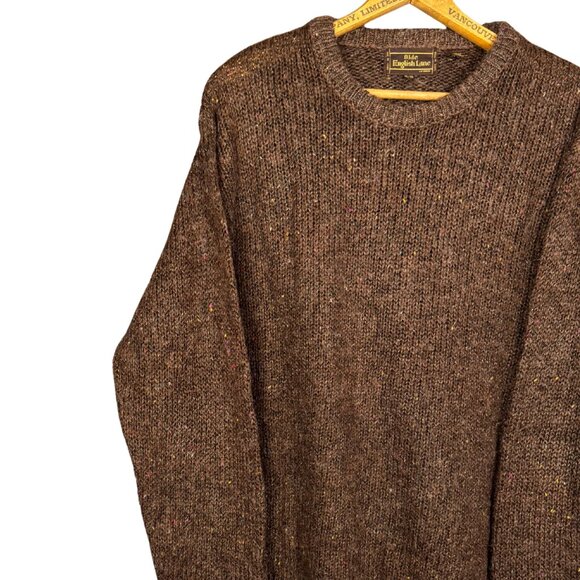 Vintage Speckled Wool Blend Sweater – Chocolate Brown Knit – Rustic Cabin Core - Picture 5 of 7